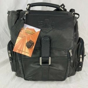 Canyon Outback Black Leather Backpack